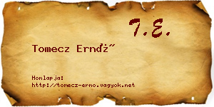 Tomecz Ernő névjegykártya